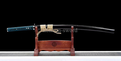 9260 Spring Steel Real Japanese Katana SHINOGI ZUKURI Samurai Sword Sharp Black.