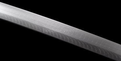 Japanisches Samurai-Schwert Katana aus schwarzem gefaltetem Stahl, Full Tang, handgefertigt, scharfe Klinge, schwarz 