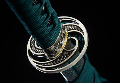 Katana en acier à haute teneur en manganèse, épée de samouraï japonais, prête pour la bataille, Saya blanche dorée 