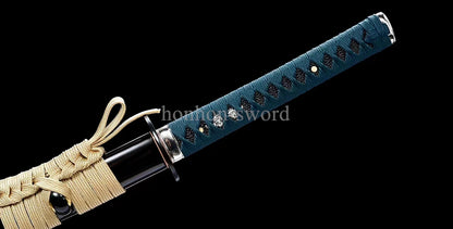 9260 Spring Steel Real Japanese Katana SHINOGI ZUKURI Samurai Sword Sharp Black.