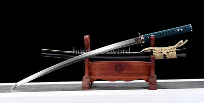 9260 Spring Steel Real Japanese Katana SHINOGI ZUKURI Samurai Sword Sharp Black.