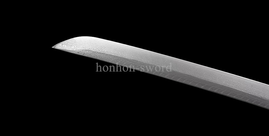 Japanisches Samurai-Schwert Katana aus schwarzem gefaltetem Stahl, Full Tang, handgefertigt, scharfe Klinge, schwarz 