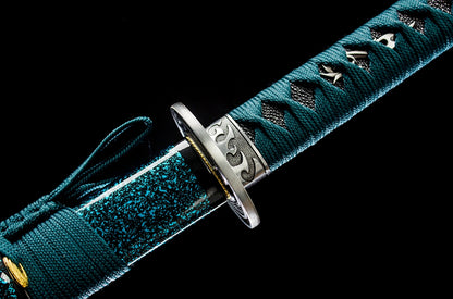 Katana en acier à haute teneur en manganèse, épée de samouraï japonais, prête pour la bataille, Saya blanche dorée 