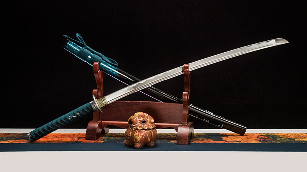 Katana en acier à haute teneur en manganèse, épée de samouraï japonais, prête pour la bataille, Saya blanche dorée 