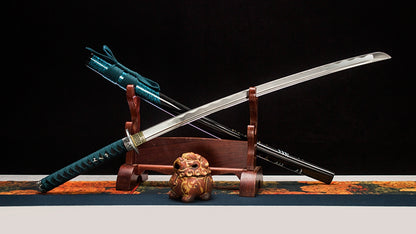 Katana en acier à haute teneur en manganèse, épée de samouraï japonais, prête pour la bataille, Saya blanche dorée 
