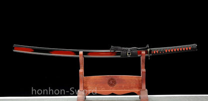 Épée Nagamaki en acier à ressort, véritable épée de samouraï japonaise, forgée à la main pour la bataille, noire, 9260 
