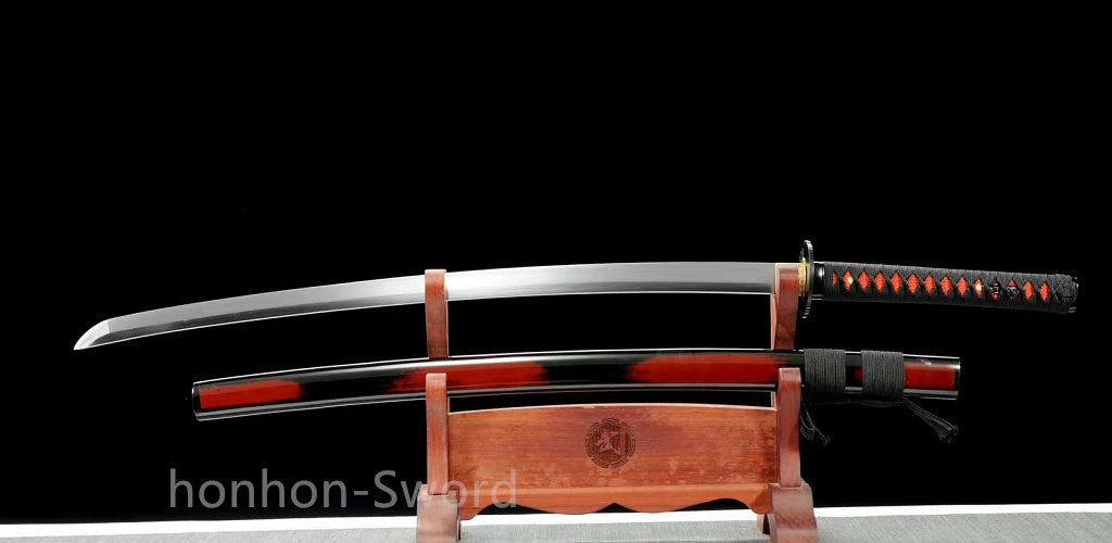 Épée Nagamaki en acier à ressort, véritable épée de samouraï japonaise, forgée à la main pour la bataille, noire, 9260 