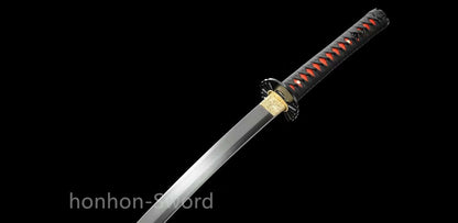 Épée Nagamaki en acier à ressort, véritable épée de samouraï japonaise, forgée à la main pour la bataille, noire, 9260 