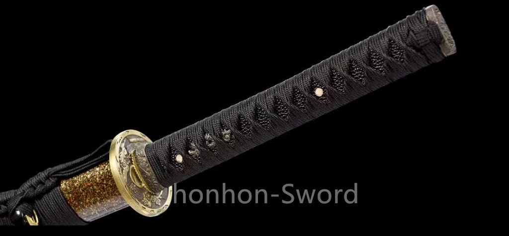 9260 Nagamaki-Schwert aus Federstahl, japanisches echtes Samurai-Schwert, Handschmiedearbeit für den Kampf, schwarz 