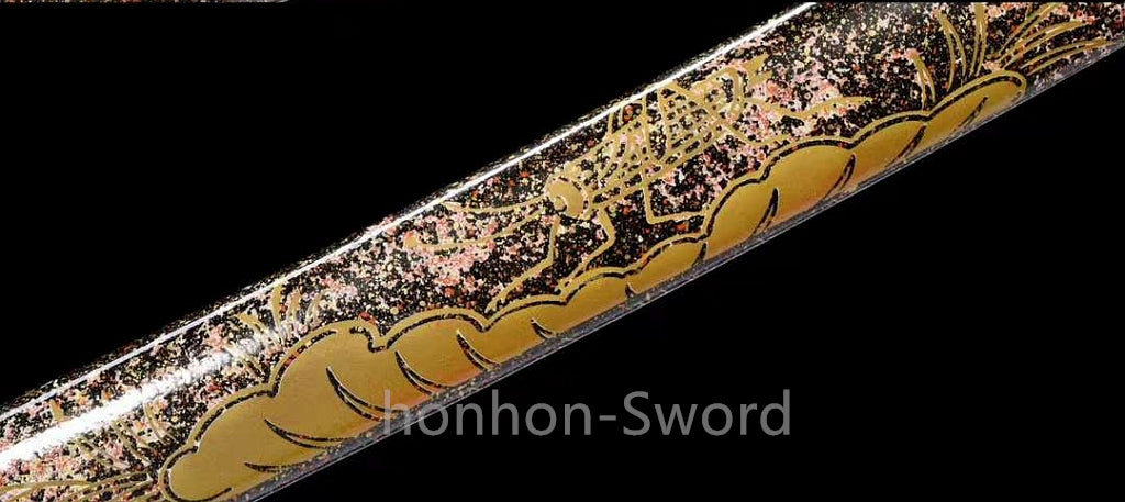 9260 Nagamaki-Schwert aus Federstahl, japanisches echtes Samurai-Schwert, Handschmiedearbeit für den Kampf, schwarz 