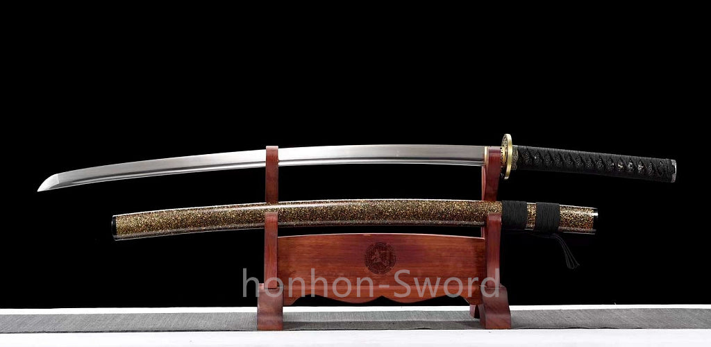 9260 Nagamaki-Schwert aus Federstahl, japanisches echtes Samurai-Schwert, Handschmiedearbeit für den Kampf, schwarz 