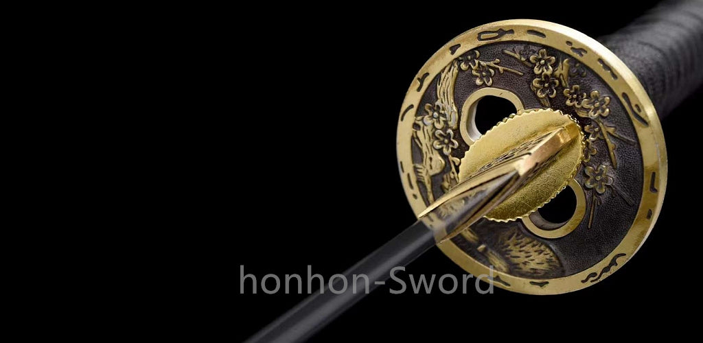 9260 Nagamaki-Schwert aus Federstahl, japanisches echtes Samurai-Schwert, Handschmiedearbeit für den Kampf, schwarz 