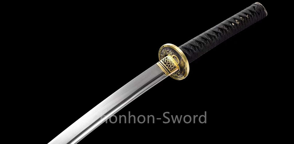 9260 Nagamaki-Schwert aus Federstahl, japanisches echtes Samurai-Schwert, Handschmiedearbeit für den Kampf, schwarz 
