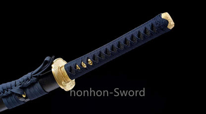 Épée Nagamaki en acier à ressort, véritable épée de samouraï japonaise, forgée à la main pour la bataille, noire, 9260 