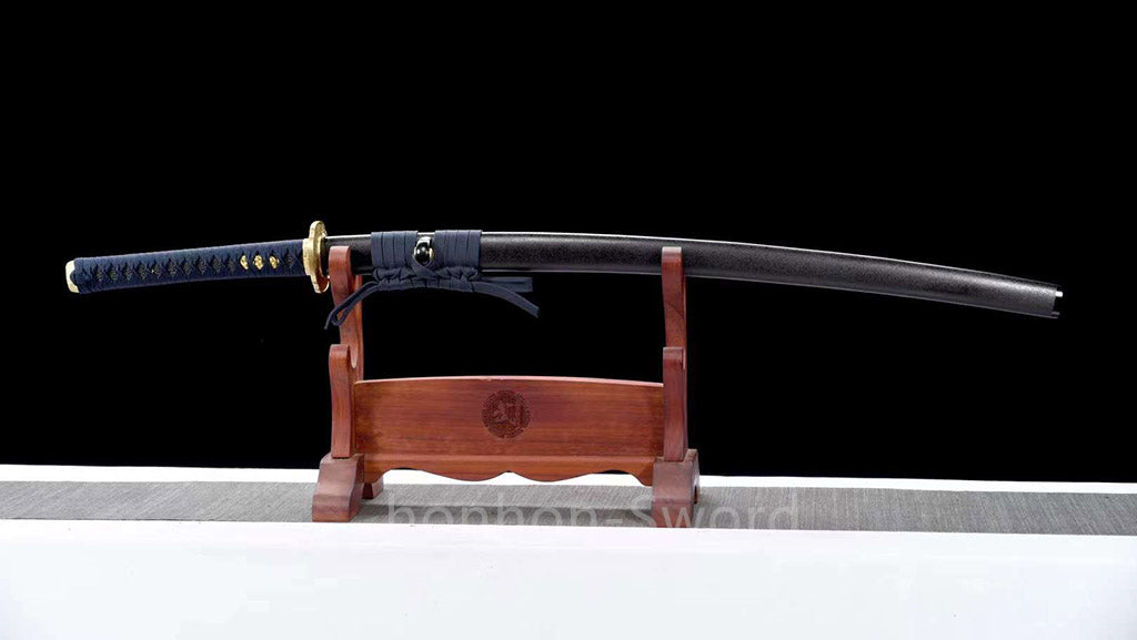 Épée Nagamaki en acier à ressort, véritable épée de samouraï japonaise, forgée à la main pour la bataille, noire, 9260 