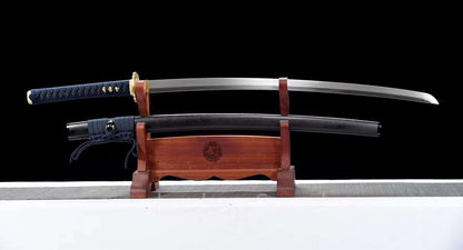 Épée Nagamaki en acier à ressort, véritable épée de samouraï japonaise, forgée à la main pour la bataille, noire, 9260 