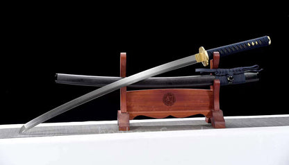 Épée Nagamaki en acier à ressort, véritable épée de samouraï japonaise, forgée à la main pour la bataille, noire, 9260 