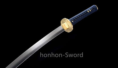 Épée Nagamaki en acier à ressort, véritable épée de samouraï japonaise, forgée à la main pour la bataille, noire, 9260 