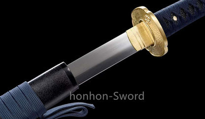 Épée Nagamaki en acier à ressort, véritable épée de samouraï japonaise, forgée à la main pour la bataille, noire, 9260 