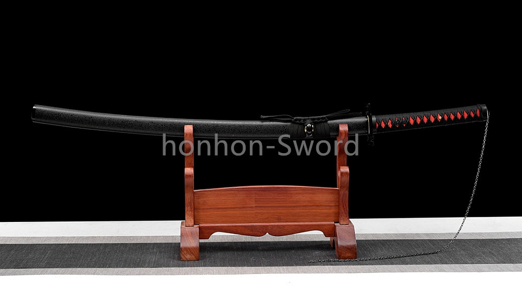 High Quality 9260 Spring Steel Japanese Katana Black Blade Samurai Sword Sharp