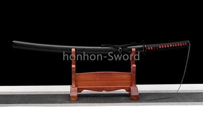 High Quality 9260 Spring Steel Japanese Katana Black Blade Samurai Sword Sharp