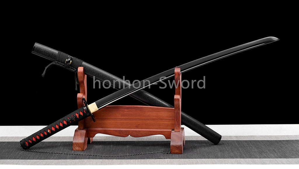 High Quality 9260 Spring Steel Japanese Katana Black Blade Samurai Sword Sharp