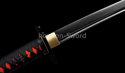 High Quality 9260 Spring Steel Japanese Katana Black Blade Samurai Sword Sharp