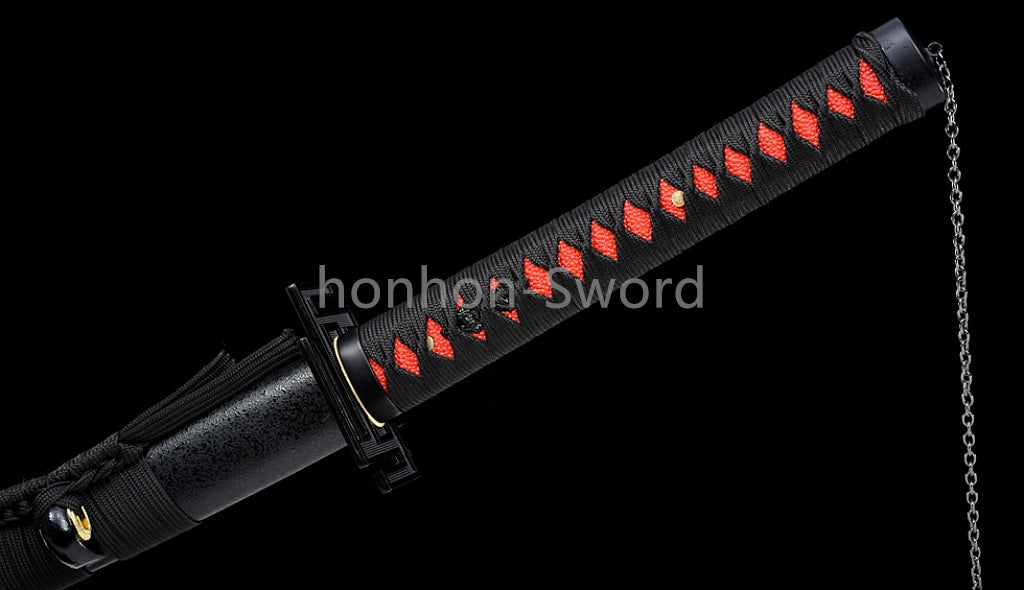 High Quality 9260 Spring Steel Japanese Katana Black Blade Samurai Sword Sharp