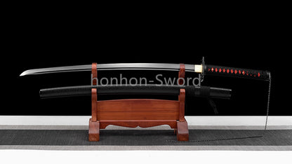 High Quality 9260 Spring Steel Japanese Katana Black Blade Samurai Sword Sharp