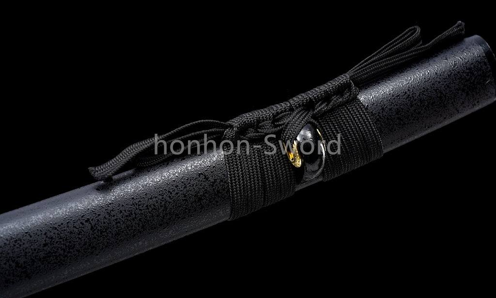 High Quality 9260 Spring Steel Japanese Katana Black Blade Samurai Sword Sharp