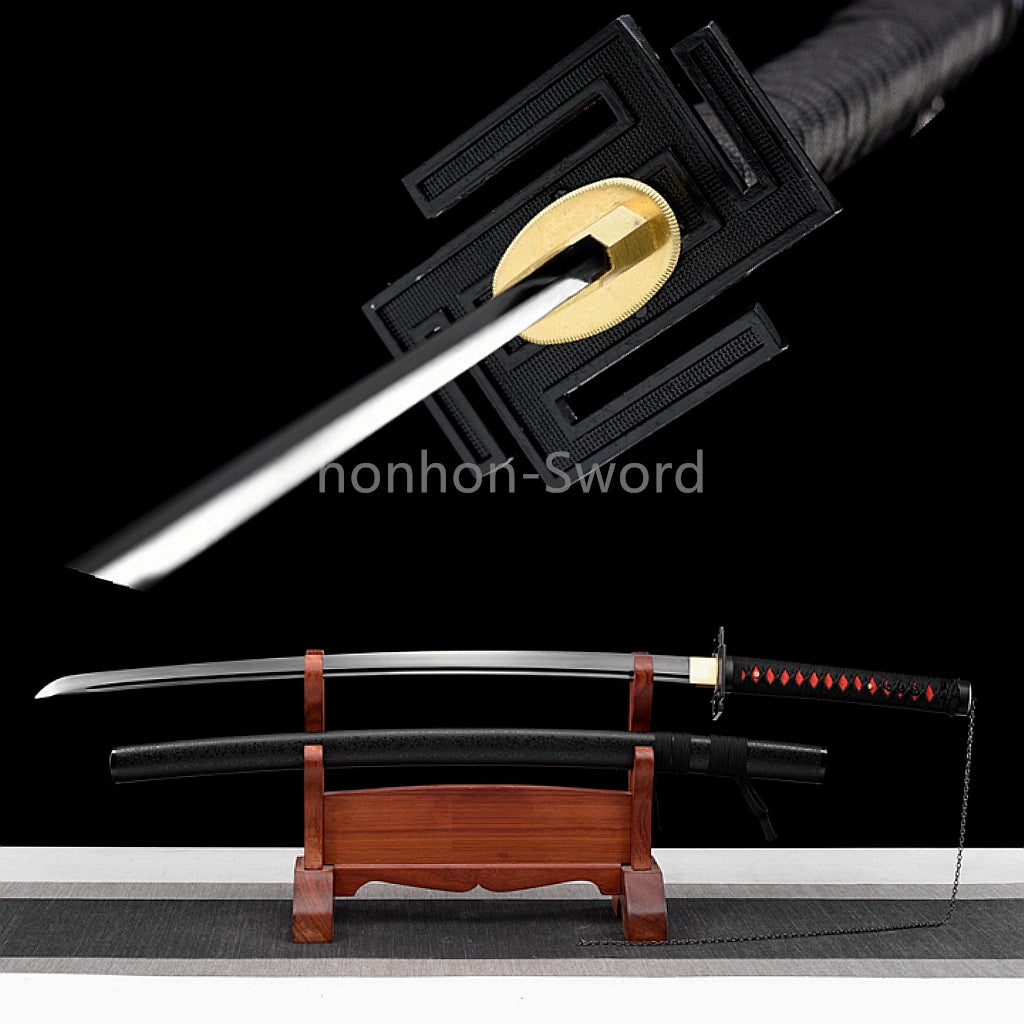 High Quality 9260 Spring Steel Japanese Katana Black Blade Samurai Sword Sharp