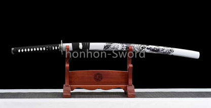 Épée Nagamaki en acier à ressort, véritable épée de samouraï japonaise, forgée à la main pour la bataille, noire, 9260 