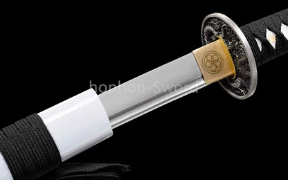 Épée Nagamaki en acier à ressort, véritable épée de samouraï japonaise, forgée à la main pour la bataille, noire, 9260 