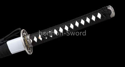 Épée Nagamaki en acier à ressort, véritable épée de samouraï japonaise, forgée à la main pour la bataille, noire, 9260 