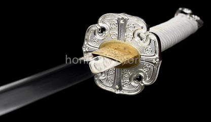 9260 Nagamaki-Schwert aus Federstahl, japanisches echtes Samurai-Schwert, Handschmiedearbeit für den Kampf, schwarz 