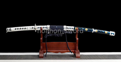 9260 Nagamaki-Schwert aus Federstahl, japanisches echtes Samurai-Schwert, Handschmiedearbeit für den Kampf, schwarz 