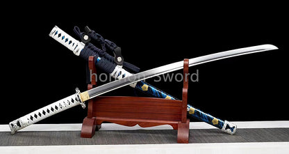 9260 Nagamaki-Schwert aus Federstahl, japanisches echtes Samurai-Schwert, Handschmiedearbeit für den Kampf, schwarz 