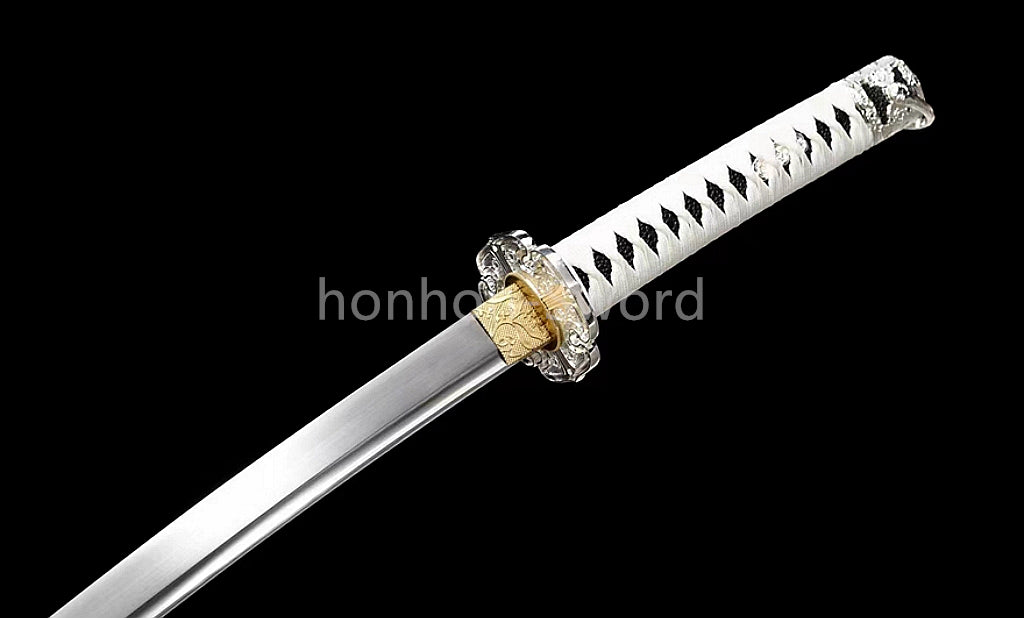 9260 Nagamaki-Schwert aus Federstahl, japanisches echtes Samurai-Schwert, Handschmiedearbeit für den Kampf, schwarz 