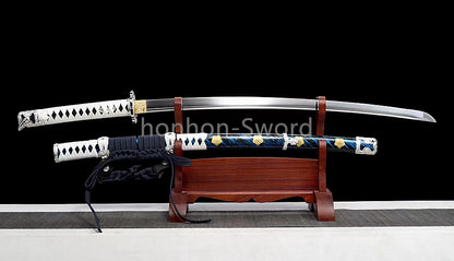 9260 Nagamaki-Schwert aus Federstahl, japanisches echtes Samurai-Schwert, Handschmiedearbeit für den Kampf, schwarz 