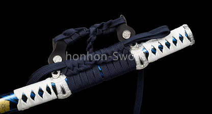 9260 Nagamaki-Schwert aus Federstahl, japanisches echtes Samurai-Schwert, Handschmiedearbeit für den Kampf, schwarz 