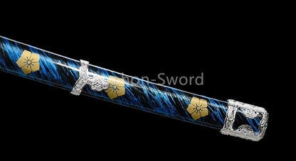 9260 Nagamaki-Schwert aus Federstahl, japanisches echtes Samurai-Schwert, Handschmiedearbeit für den Kampf, schwarz 