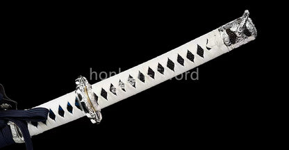 9260 Nagamaki-Schwert aus Federstahl, japanisches echtes Samurai-Schwert, Handschmiedearbeit für den Kampf, schwarz 