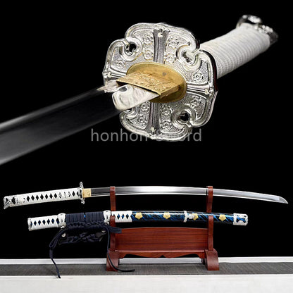 9260 Nagamaki-Schwert aus Federstahl, japanisches echtes Samurai-Schwert, Handschmiedearbeit für den Kampf, schwarz 