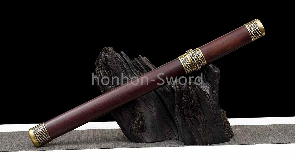 12''Chinese Tang Dynasty Dao 唐刀 9260 Spring Steel Carved Dragon Blade Mini Sword