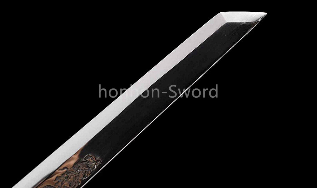 12''Chinese Tang Dynasty Dao 唐刀 9260 Spring Steel Carved Dragon Blade Mini Sword