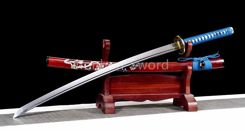 9260 Nagamaki-Schwert aus Federstahl, japanisches echtes Samurai-Schwert, Handschmiedearbeit für den Kampf, schwarz 