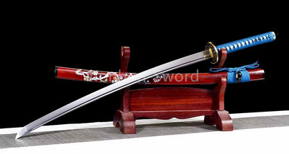 9260 Nagamaki-Schwert aus Federstahl, japanisches echtes Samurai-Schwert, Handschmiedearbeit für den Kampf, schwarz 