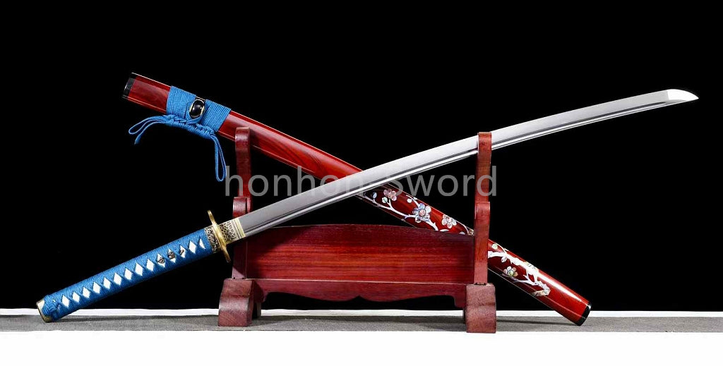 9260 Nagamaki-Schwert aus Federstahl, japanisches echtes Samurai-Schwert, Handschmiedearbeit für den Kampf, schwarz 