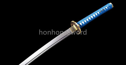 9260 Nagamaki-Schwert aus Federstahl, japanisches echtes Samurai-Schwert, Handschmiedearbeit für den Kampf, schwarz 