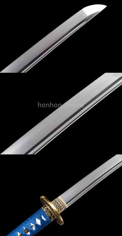 9260 Nagamaki-Schwert aus Federstahl, japanisches echtes Samurai-Schwert, Handschmiedearbeit für den Kampf, schwarz 